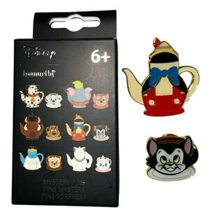 Loungefly Disney Teapot & Teacup Blind Box Pinocchio Figaro 2 Pin Set new w box